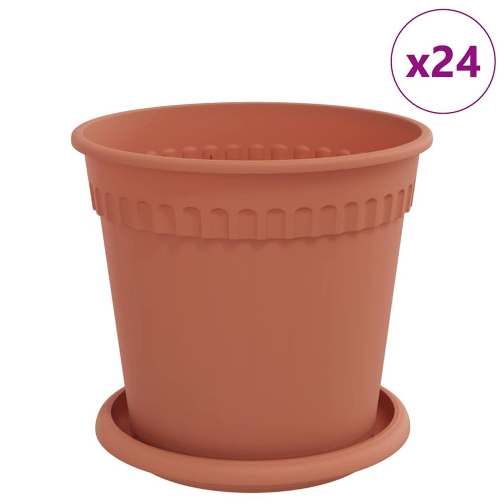 Pots de plantes 24 pc rouge brique plastique