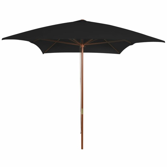 Parasol de jardin avec mât en bois noir 200x300 cm