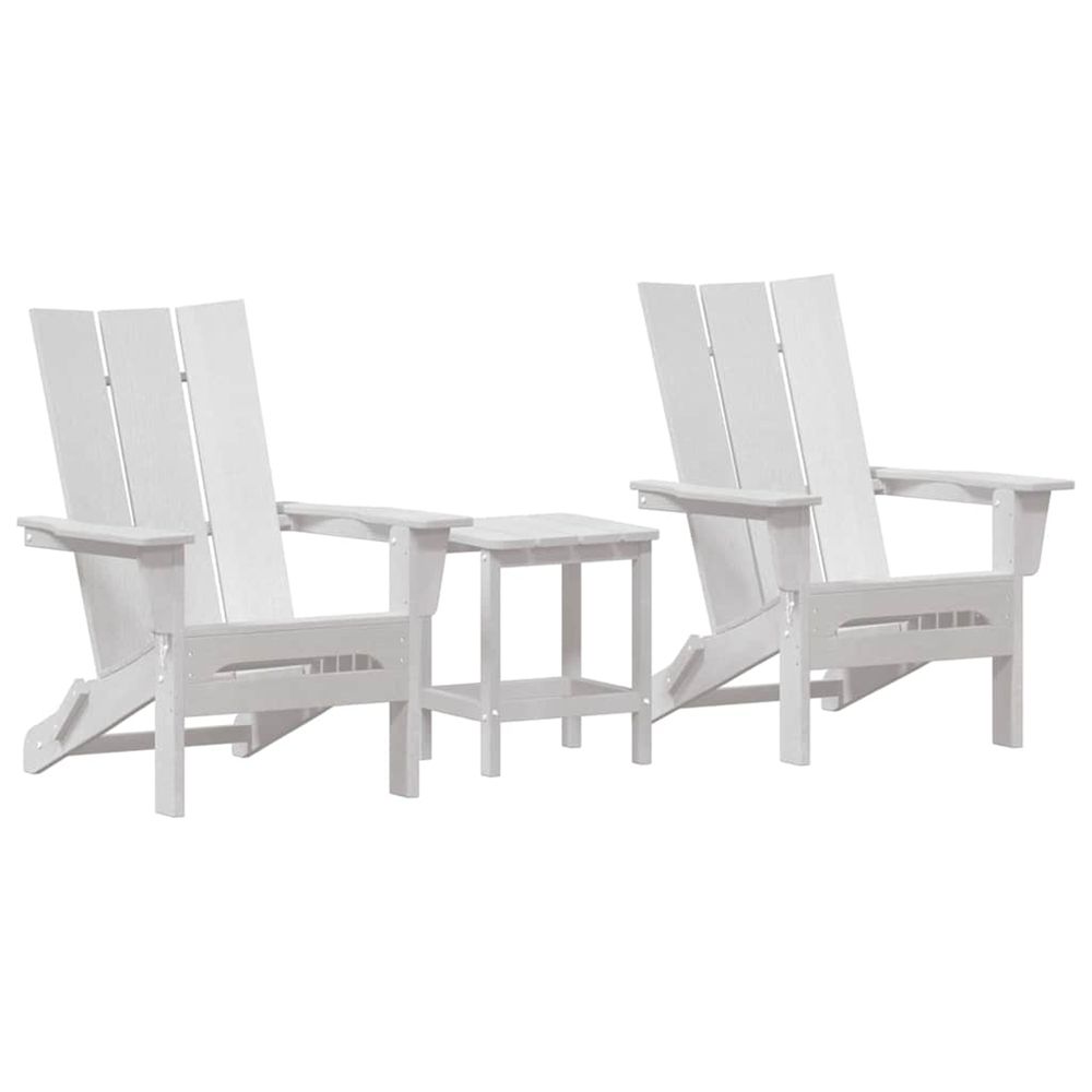 Chaise de jardin 3 pc blanc polyéthylène