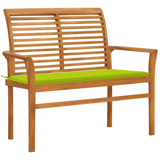 Banc de jardin avec coussin vert vif 112 cm bois de teck massif