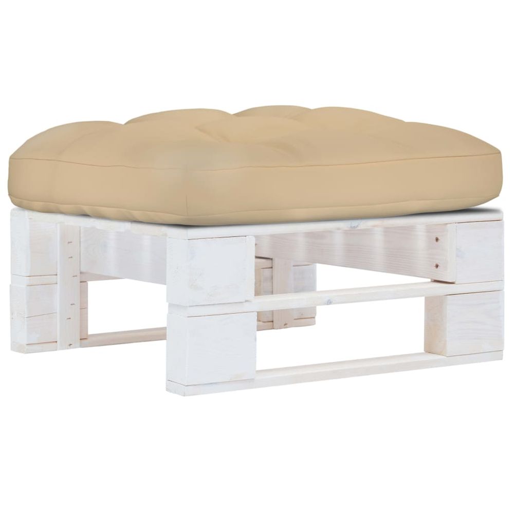 Pouf palette de jardin bois de pin imprégné de blanc