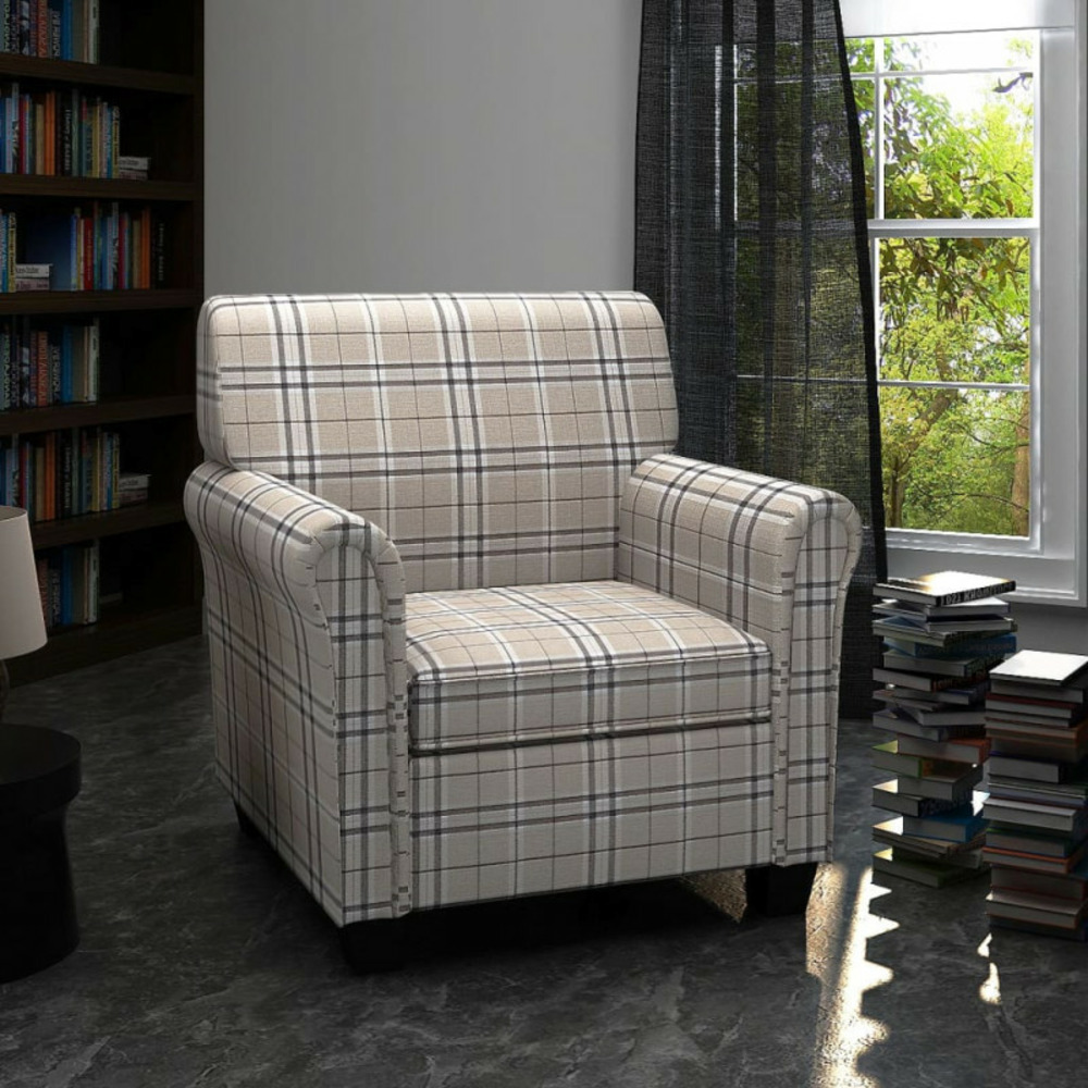 Fauteuil avec coussin crème tissu