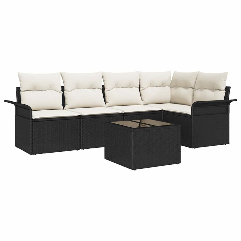 Ensemble de canapé de jardin 6 pc noir polyrotin