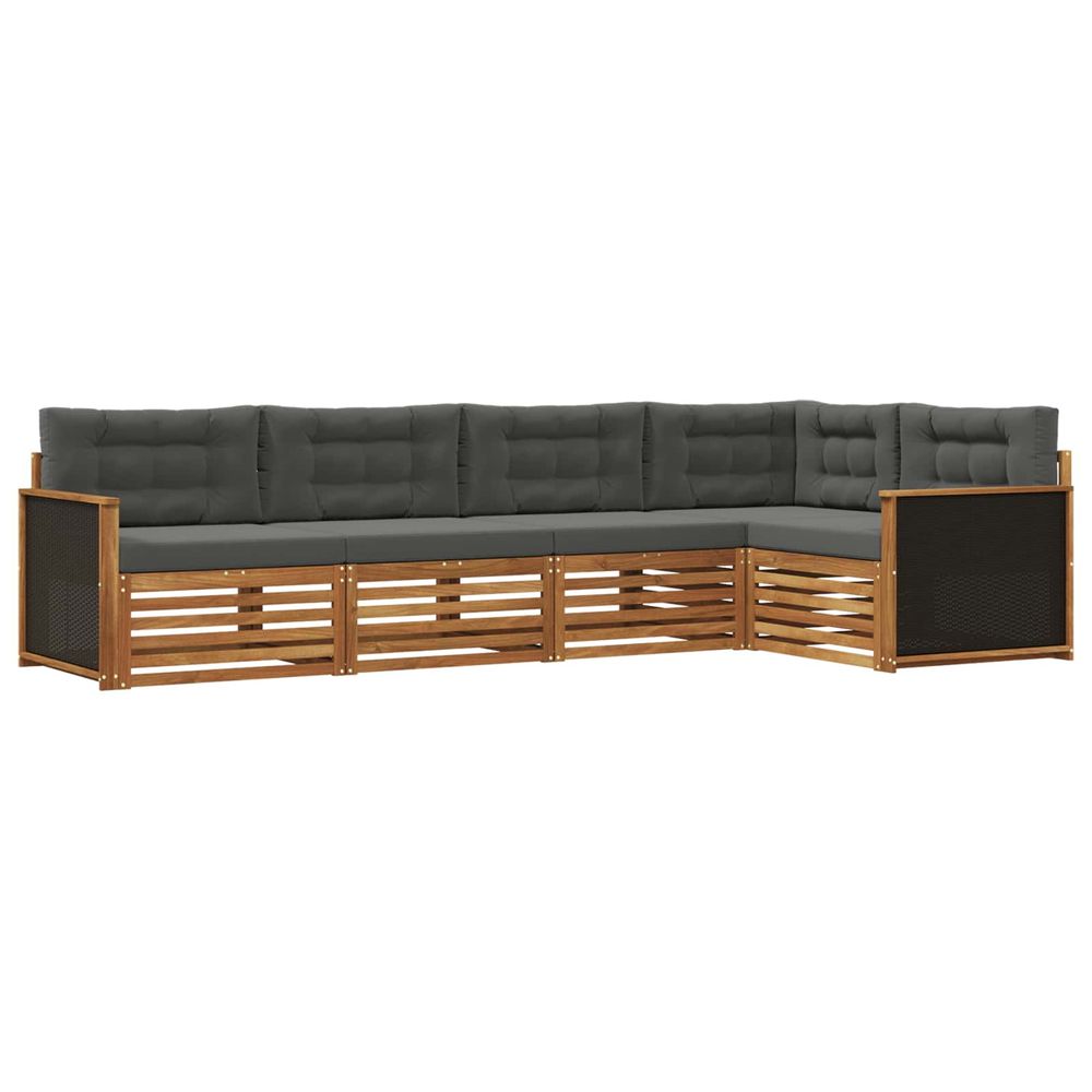 Ensemble de canapés d'extérieur 5 pc naturel et anthracite