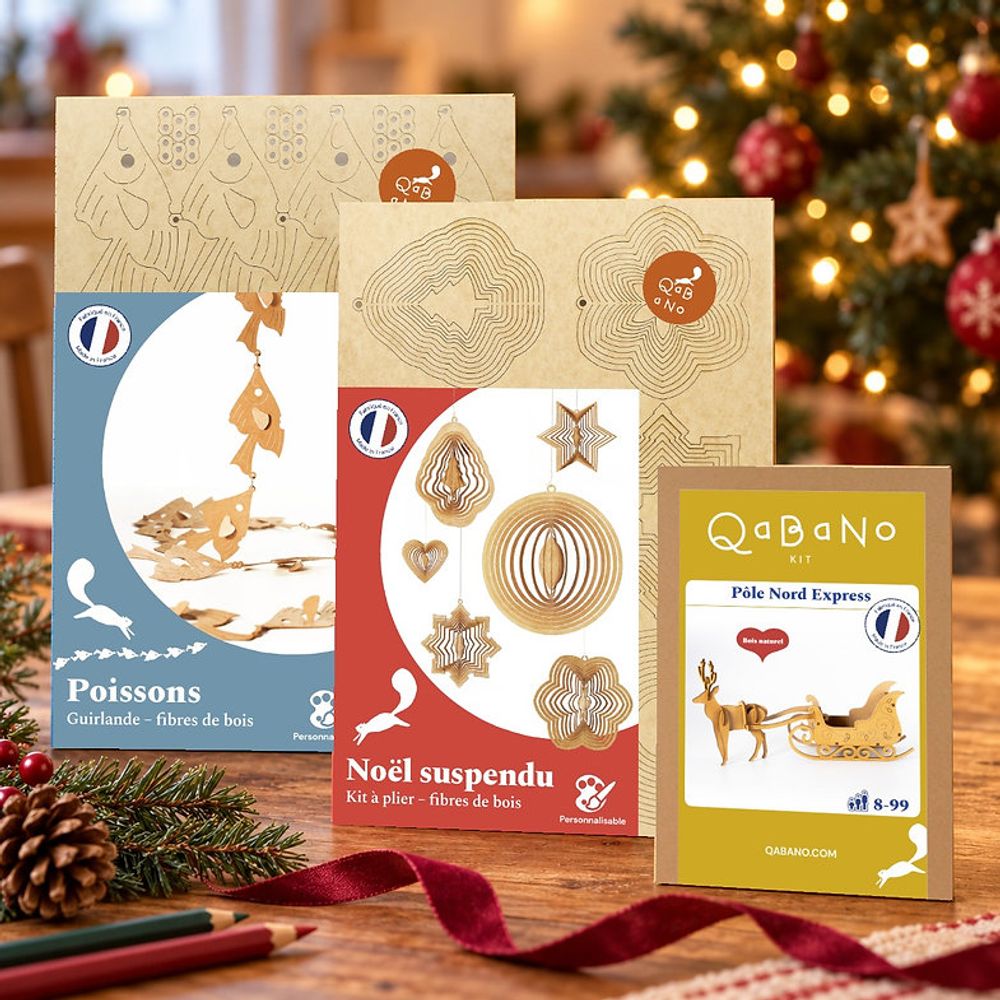 Lot de 3 kits en bois à personnaliser - décorer la maison pour noël