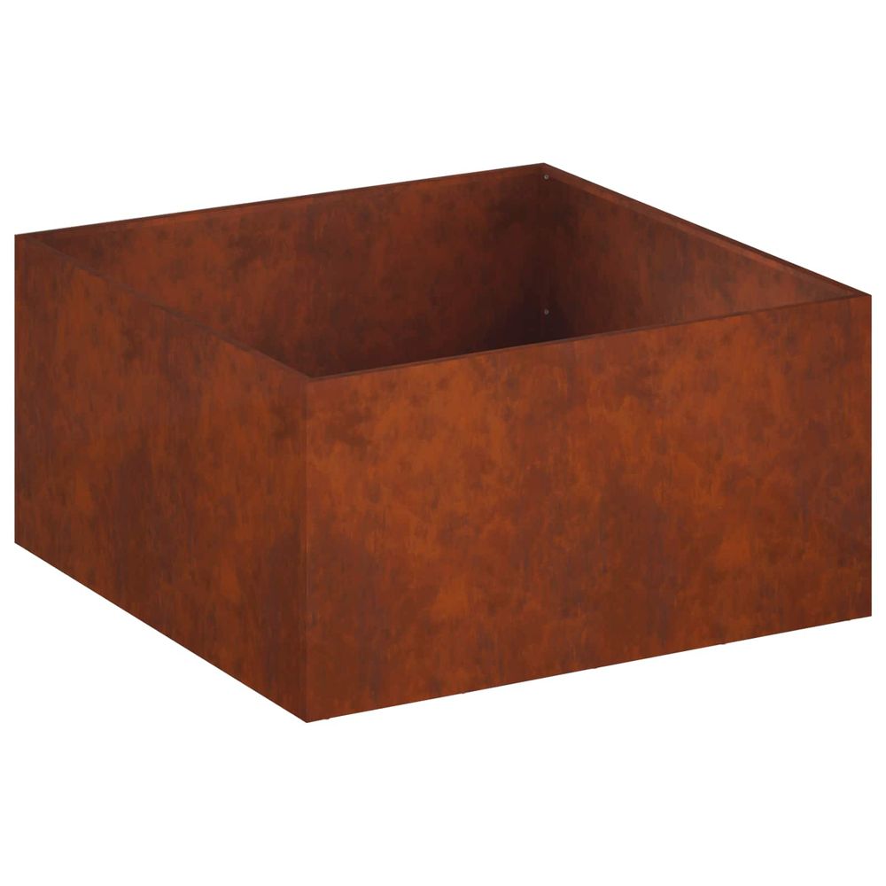 Cache-pot de jardin rouillé 100 x 100 x 40 cm acier patiné