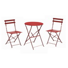 Ensemble guéridon de jardin cuba ø 60 cm - rouge + 2 chaises pliante cuba