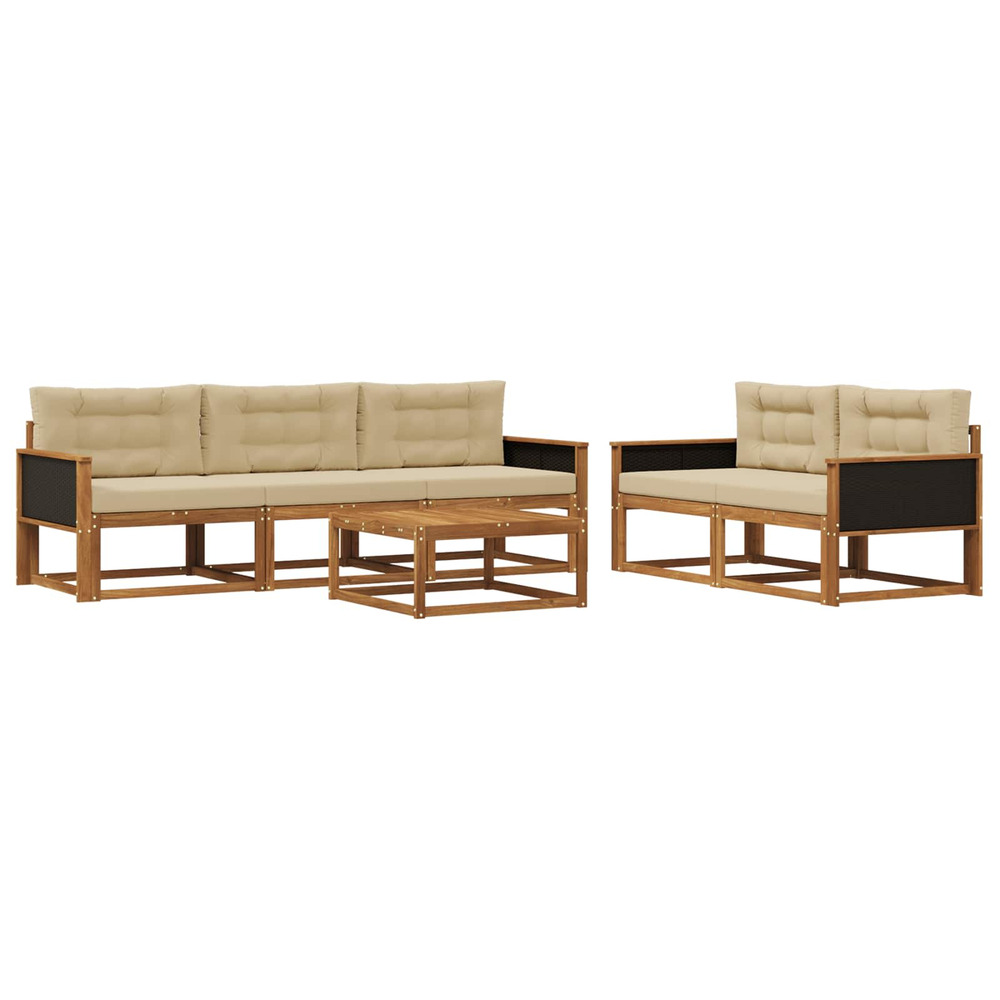 Ensemble de canapés d'extérieur 6 pcs naturel et beige
