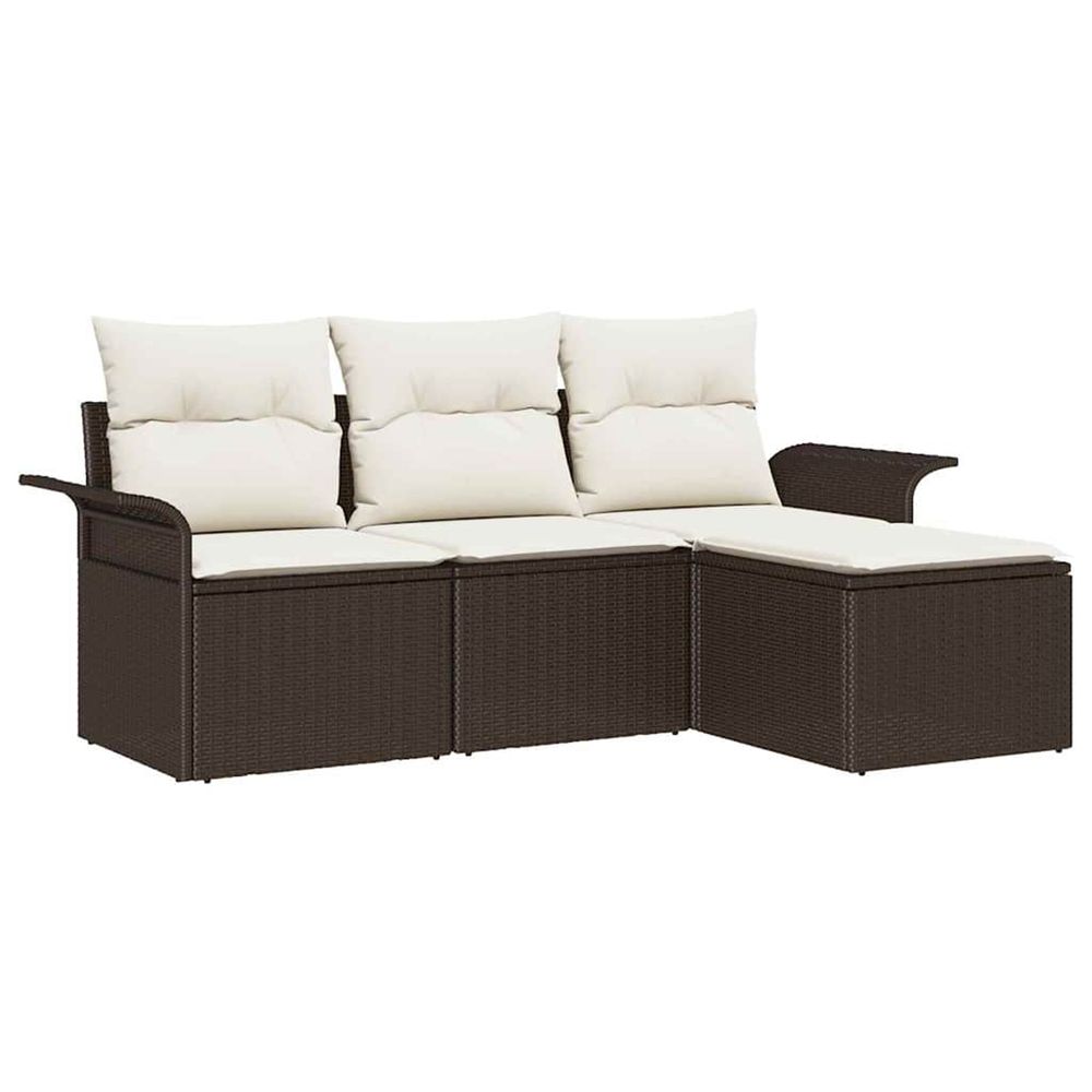 Ensemble de canapé de jardin 4 pc marron polyrotin