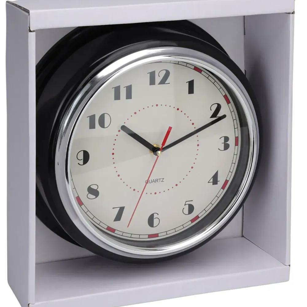 Horloge murale design noire et argent ø30 cm avec cadran lisible