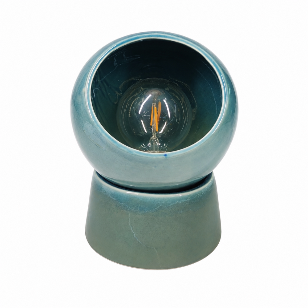Halo-lampe à poser en céramique bleue