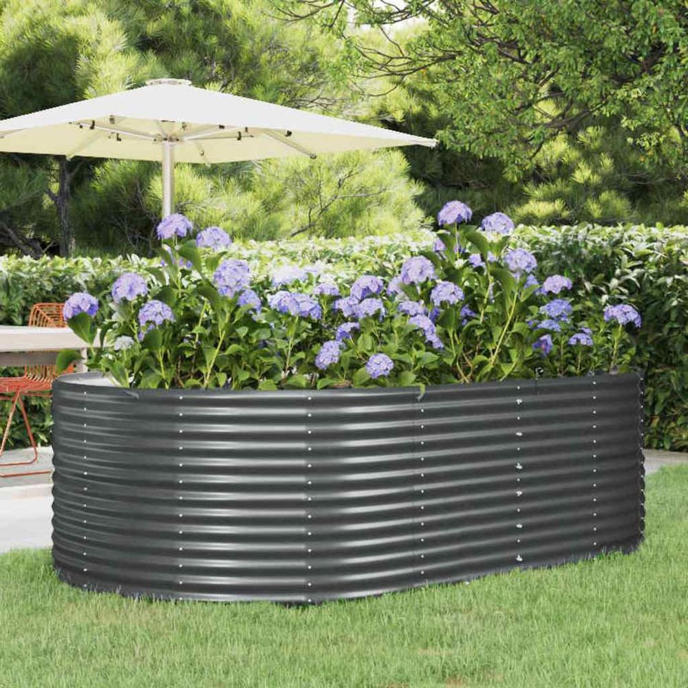 Jardinière surélevée ovale acier galvanisé 212cm anthracite