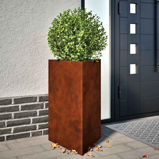 Lot de 2 jardinières triangulaires en acier corten effet rouille