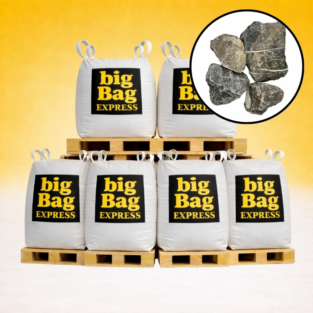 Pack 6 x big bag de +/- 1,5t ballast ou pierre à gabion gris ø 80/150 mm - livraison premium