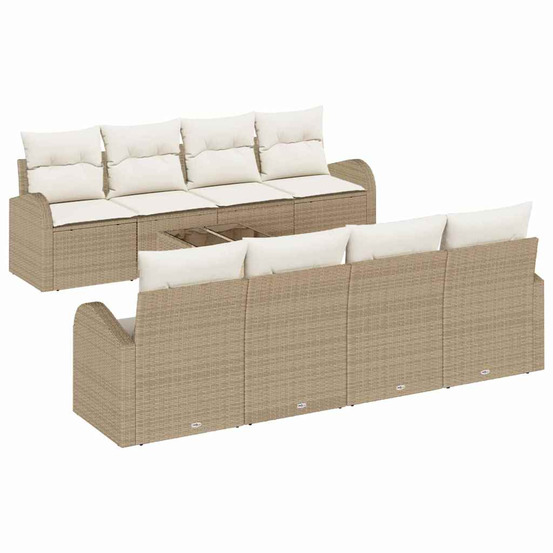 Ensemble de canapé de jardin avec coussin 9 pcs beige et crème