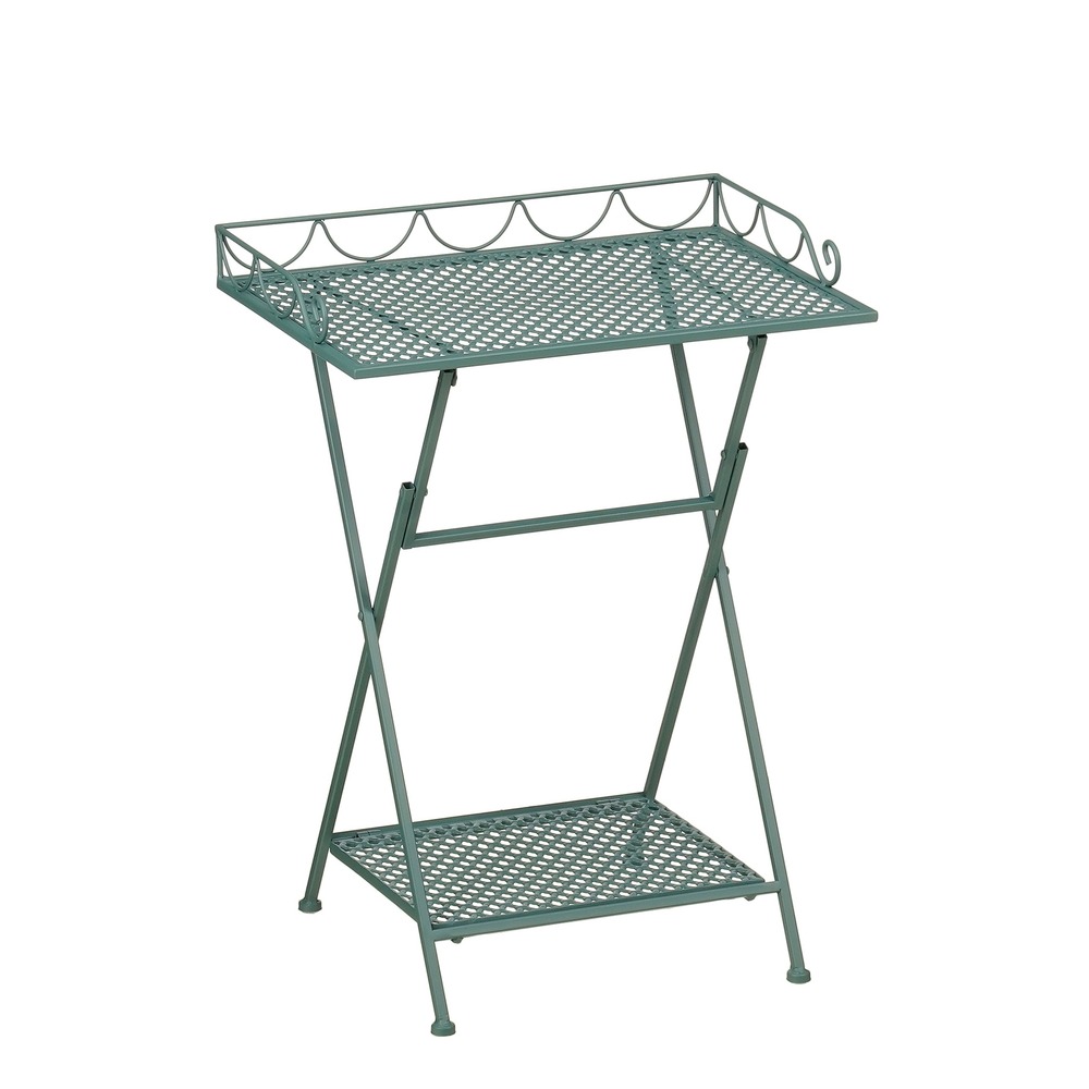 Mica decorations marseille table de jardin extérieur – étagère rangement – métal – 50 x 38 x 68 cm – vert