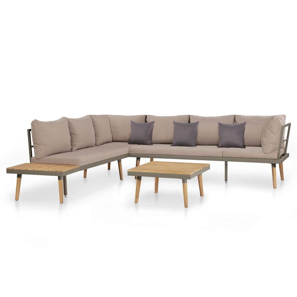 Salon de jardin 4pcs et coussins bois d'acacia solide marron