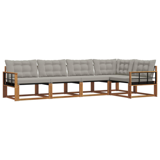 Ensemble de canapés d'extérieur 5 pcs gris naturel et clair