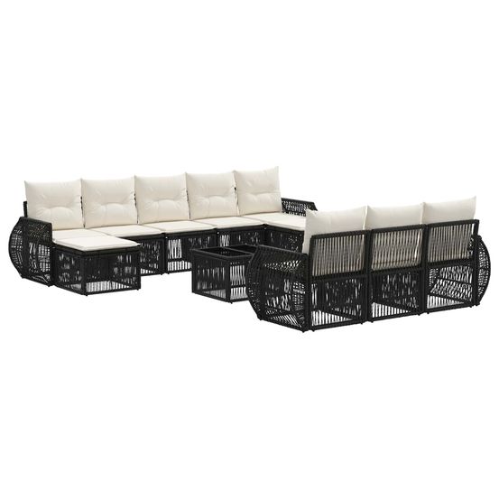 Ensemble de canapé de jardin 11 pc noir et blanc crème