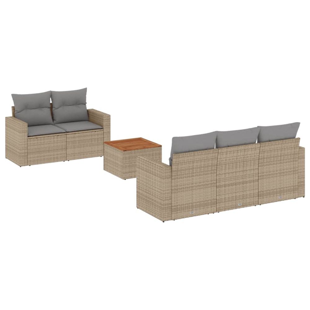 Salon de jardin avec coussins 6pcs mélange beige résine tressée