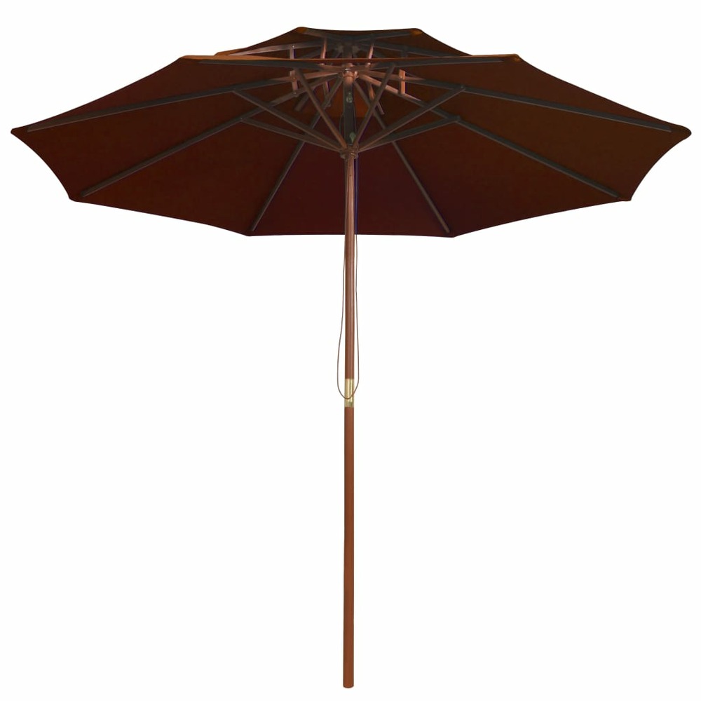 Parasol à deux étages avec mât en bois terre cuite 270 cm