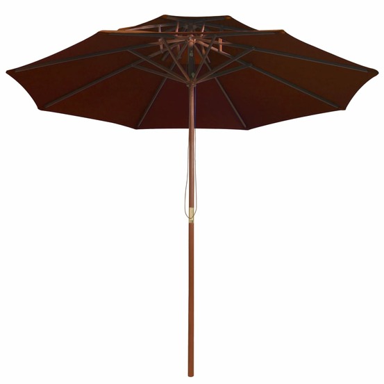 Parasol à deux étages avec mât en bois terre cuite 270 cm