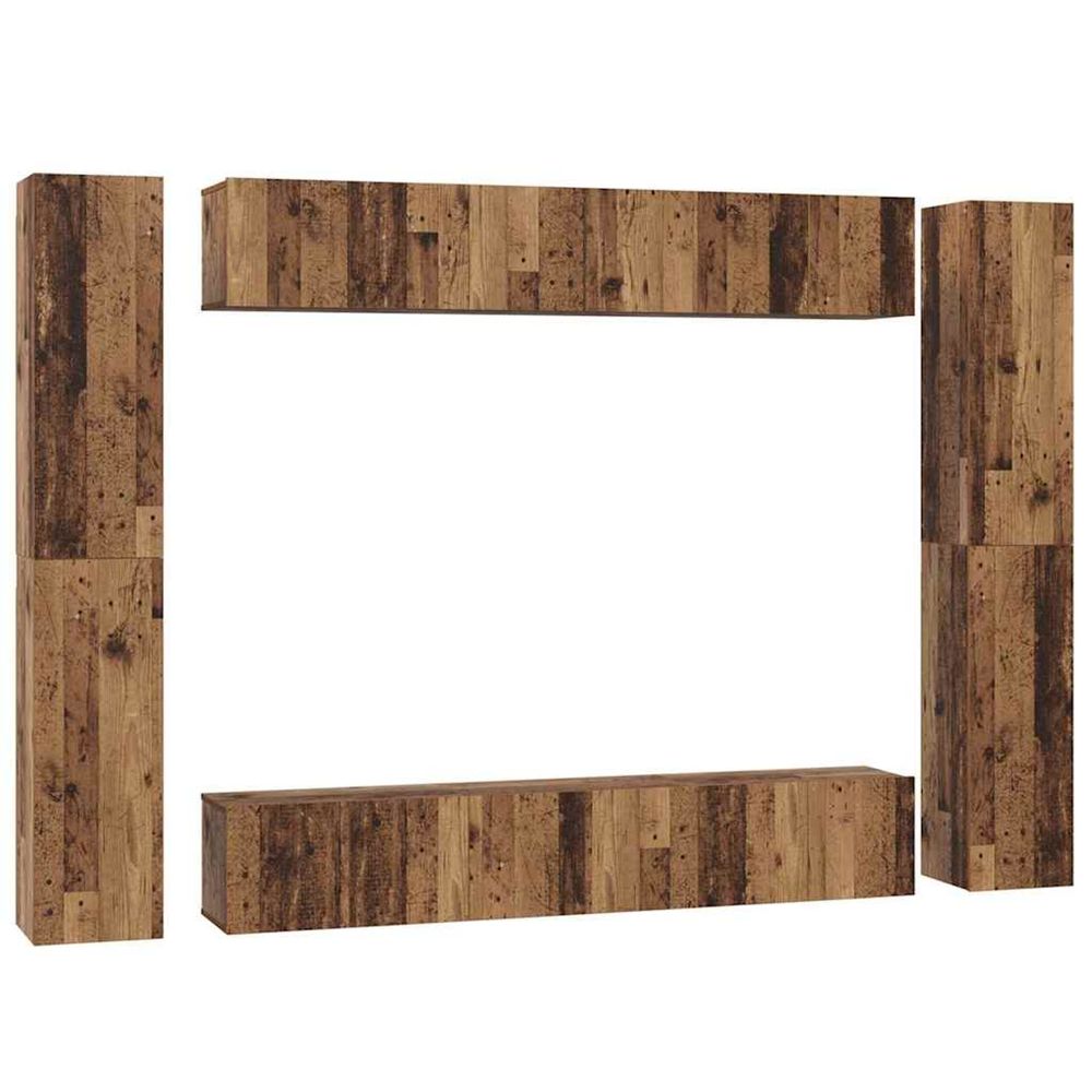 Ensemble meuble tv 10 pc bois ancien bois d'ingénierie