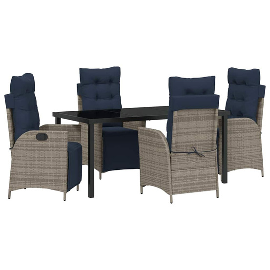 Ensemble de salle à manger pour jardin 5 pcs gris et noir rotin