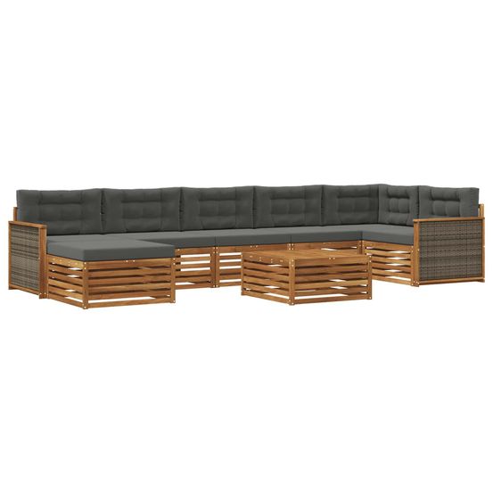 Ensemble de canapés d'extérieur 8 pc naturel et anthracite