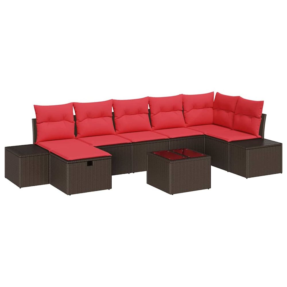 Ensemble de canapé de jardin 8 pc marron polyrotin