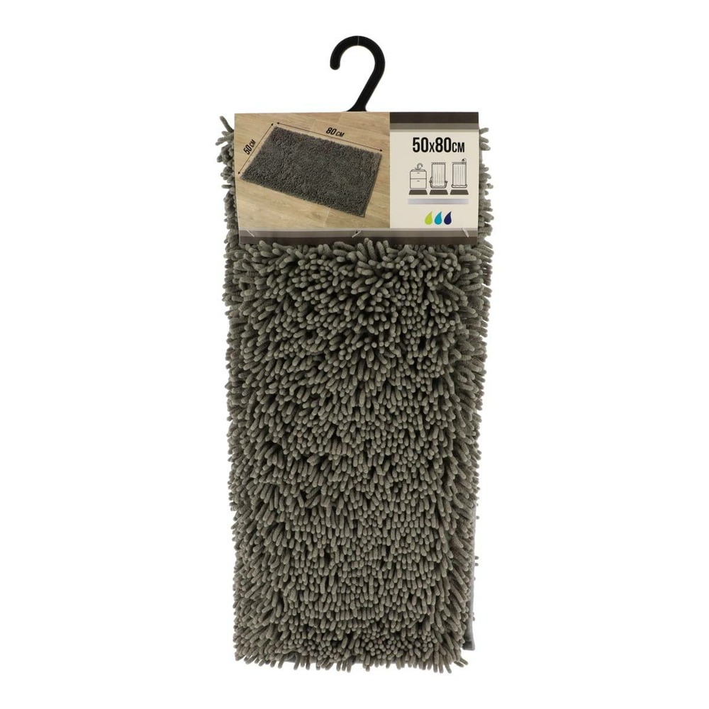 Tapis microfibre petite chenille 50x80 cm - gris