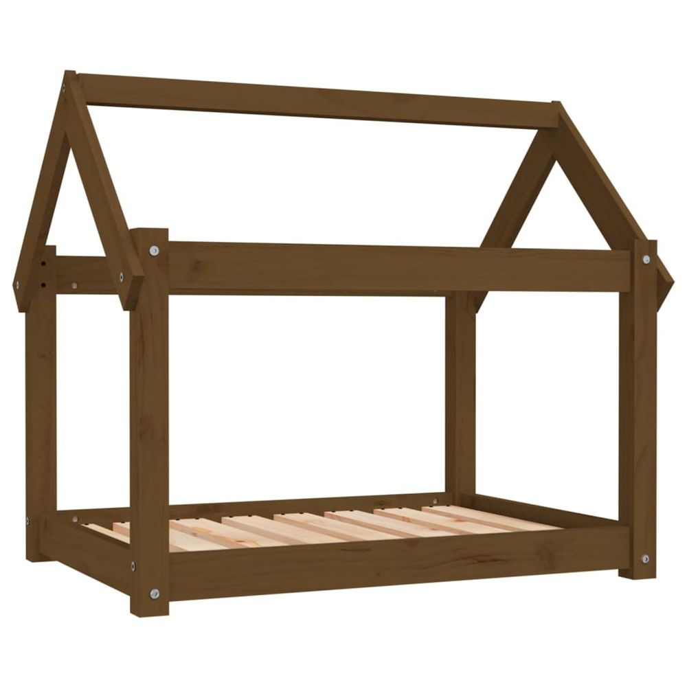 Lit pour chien marron miel 81x60x70 cm bois de pin solide