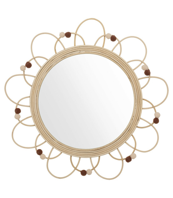 Miroir mural en rotin d 38 cm pour chambre d'enfant