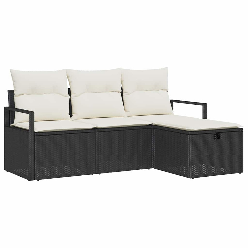 Ensemble de canapés avec coussin 4 pcs noir et crème polyrotin