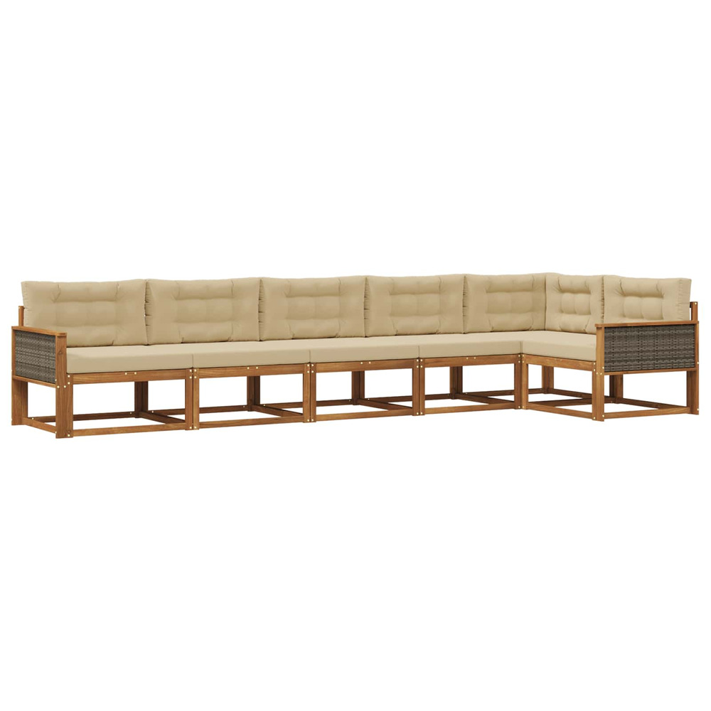 Ensemble de canapés d'extérieur 6 pcs naturel et beige