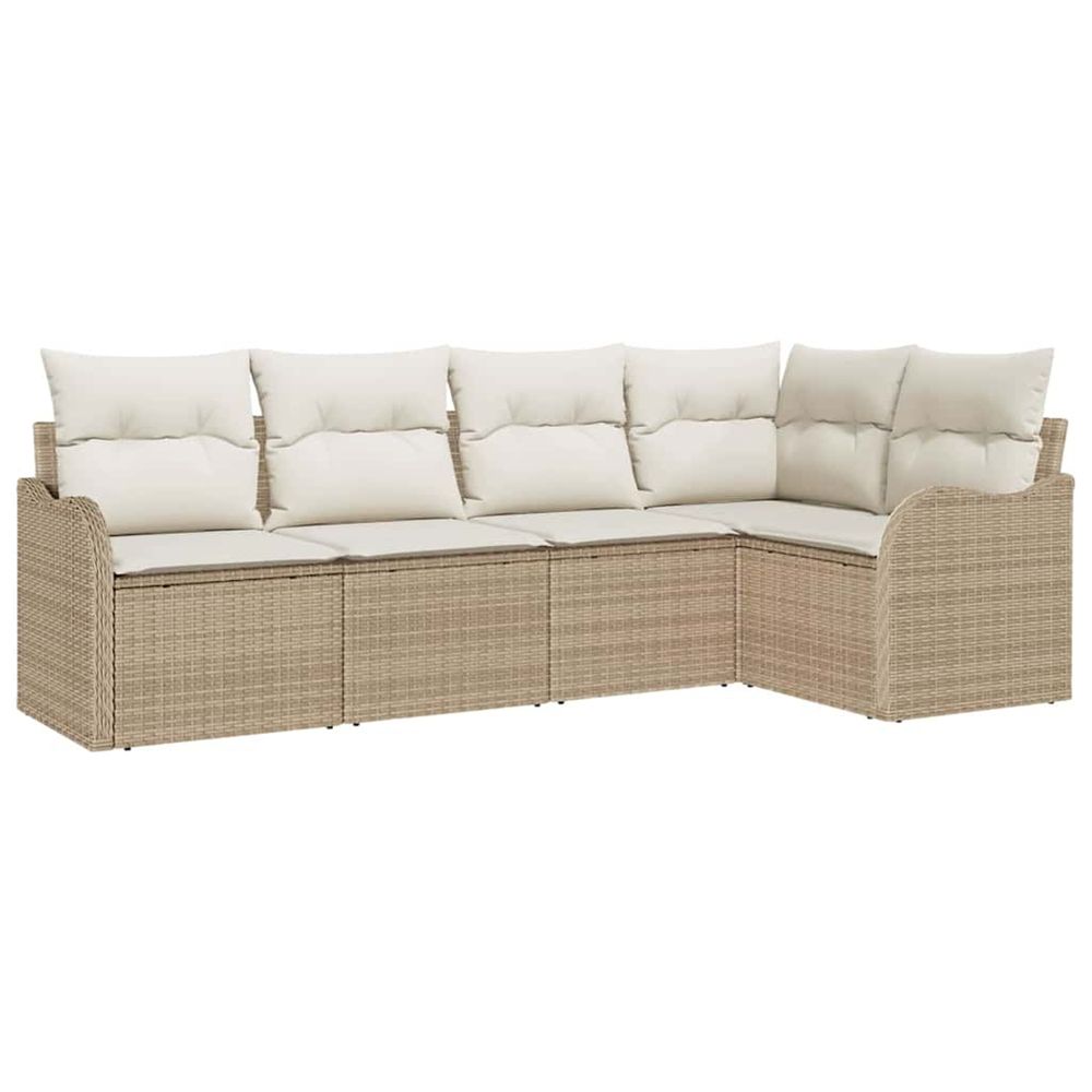 Ensemble de canapé de jardin 5 pc beige polyrotin