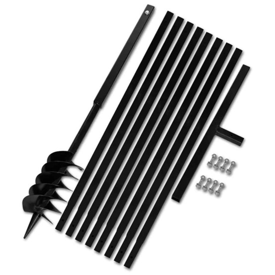 Tarière de sol avec manche 120 mm et tube d'extension 9 m acier