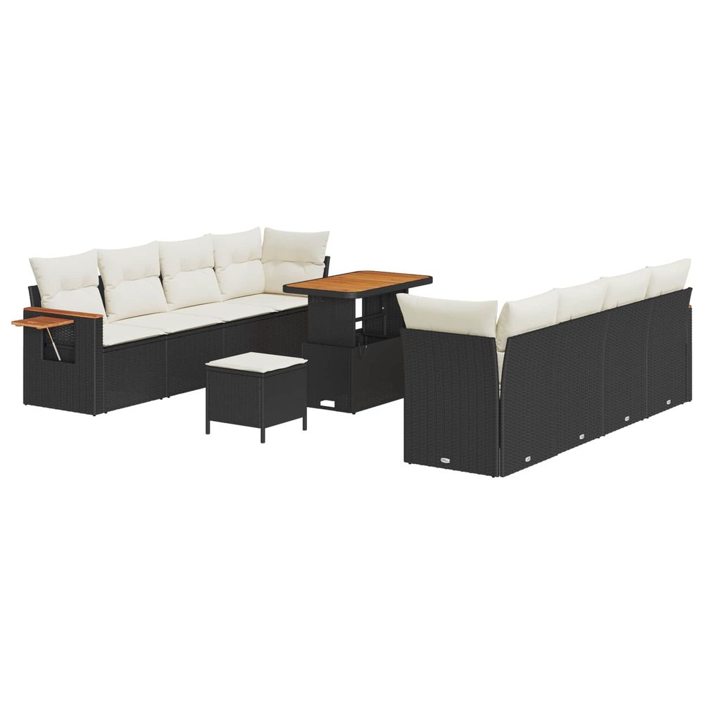 Ensemble de canapé de jardin 11 pc noir polyrotin