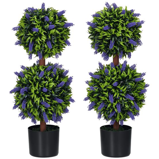 Lot 2 lavandes artificielles plastique intérieur extérieur 70cm vert