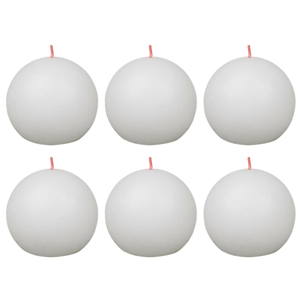 Bougies boule rustiques shine 6 pcs 76x71 mm blanc nuageux