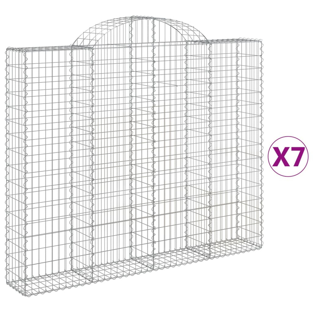 Paniers à gabions arqués 7 pcs 200x30x160/180 cm fer galvanisé