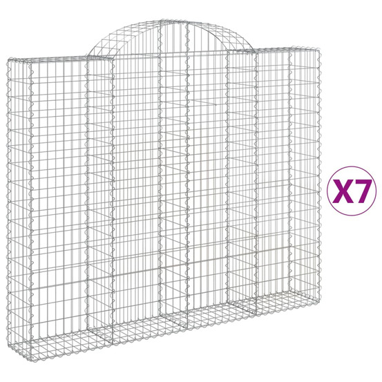 Paniers à gabions arqués 7 pcs 200x30x160/180 cm fer galvanisé