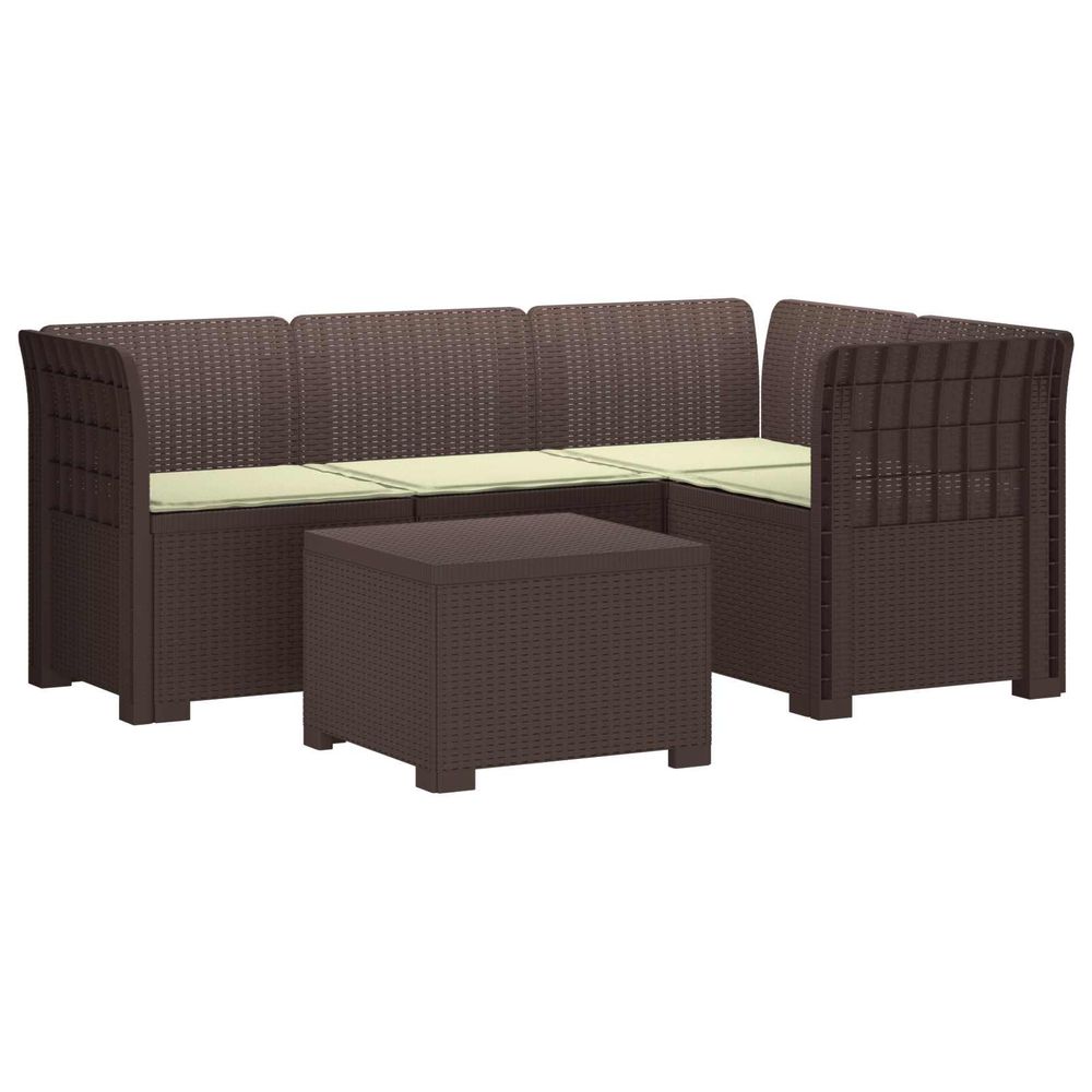 Canapé de jardin 4 places avec coussins style rotin pp marron
