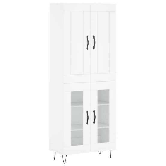 Buffet bahut commode armoire meuble de rangement organisateur cuisine salle de séjour salon haut 69,5 x 34 x 180 cm bois d'in