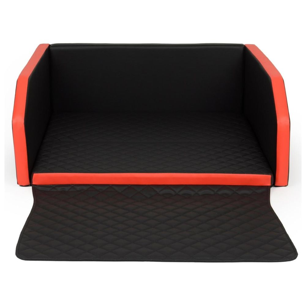 Velinda panier de voiture pliable pour chien 100x90 cm — noir-rouge