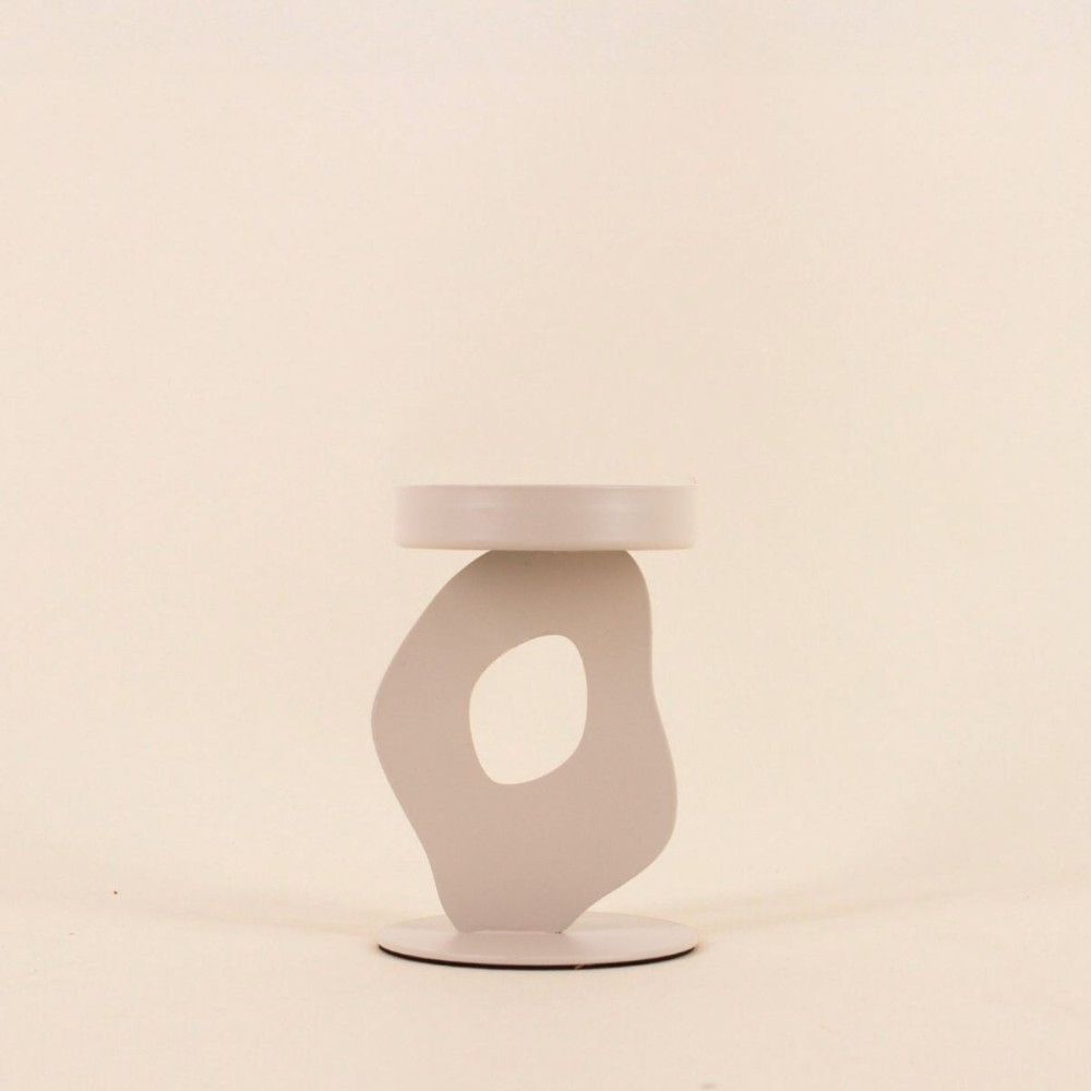 Bougeoir métal organique beige 13cm