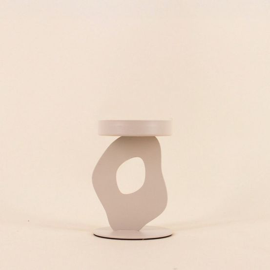 Bougeoir métal organique beige 13cm