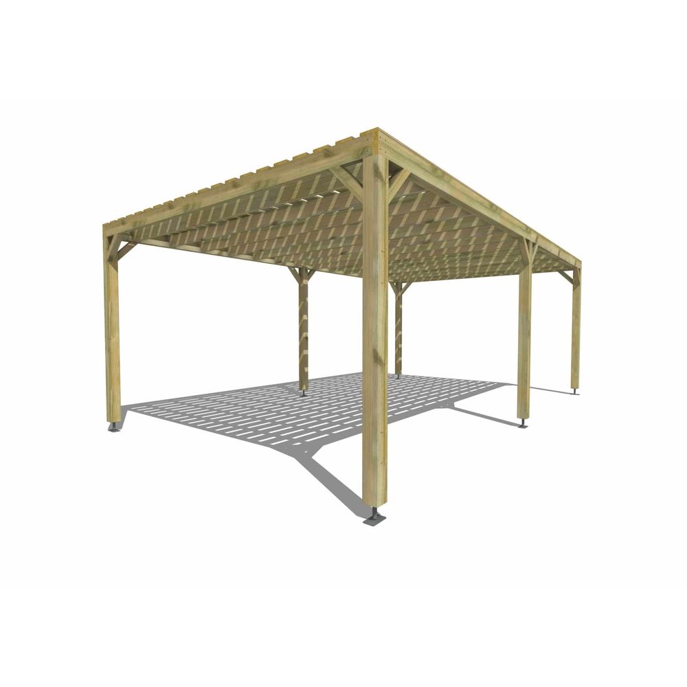 Pergola bois • 7m x 4m • indépendante • sens profondeur • platelage bois • livraison comprise