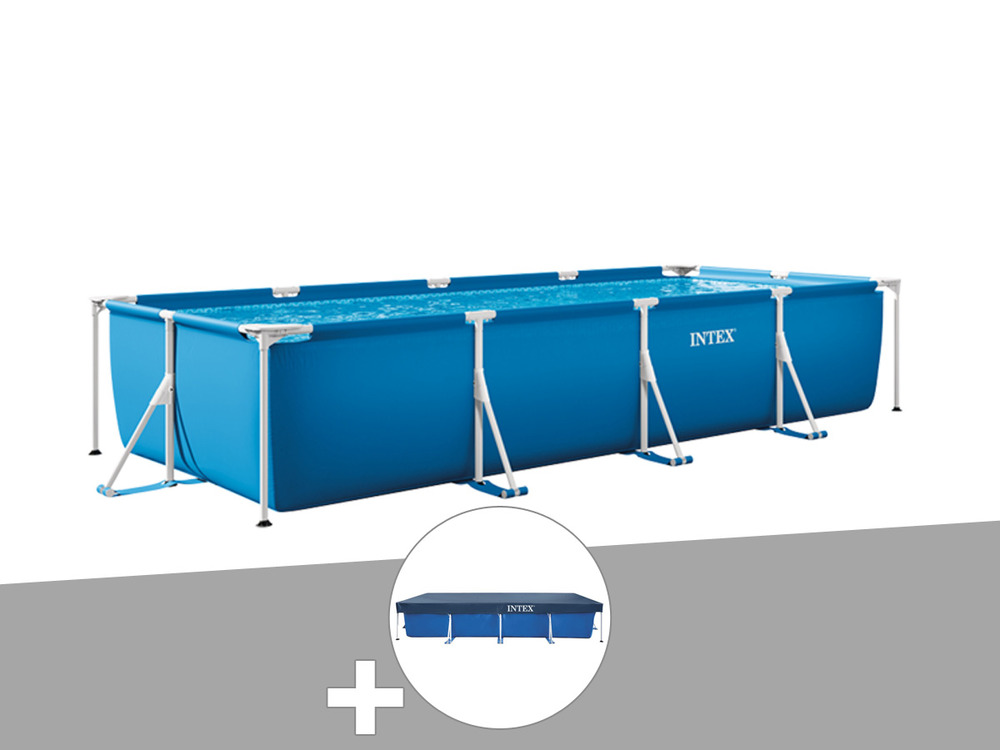 Kit piscine tubulaire rectangulaire 3,00 x 2,00 x 0,75 m + bâche de protection