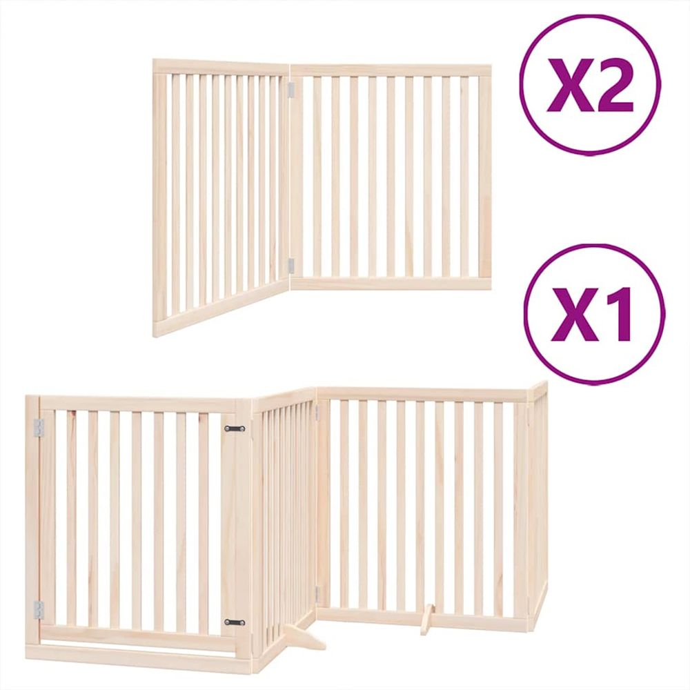 Barrière pour chien porte pliable 8 panneaux bois de peuplier